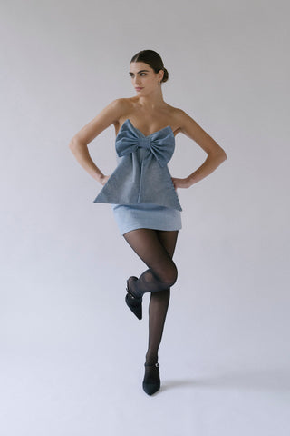 GOAT Vintage +REwork Denim Mini Bow Dress    Dresses  - Vintage, Y2K and Upcycled Apparel