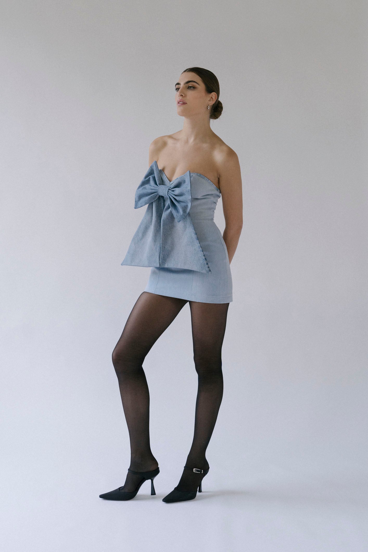 reworked denim mini dress Patchwork Denim Mini Dress