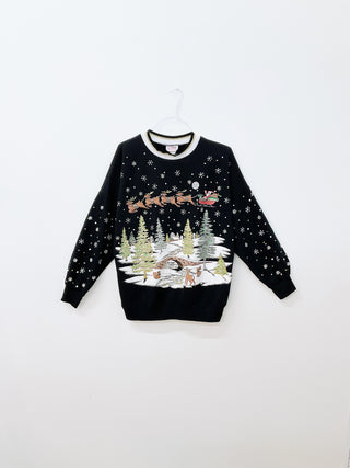 GOAT Vintage Santa & His Reindeers Holiday Sweatshirt    Sweatshirts  - Vintage, Y2K and Upcycled Apparel