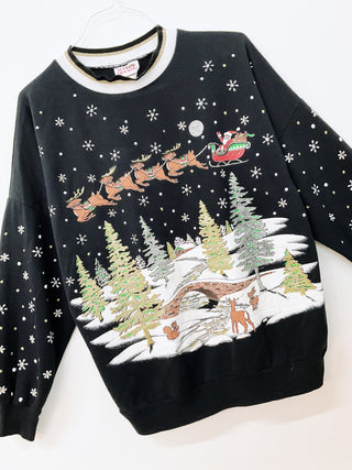 GOAT Vintage Santa & His Reindeers Holiday Sweatshirt    Sweatshirts  - Vintage, Y2K and Upcycled Apparel