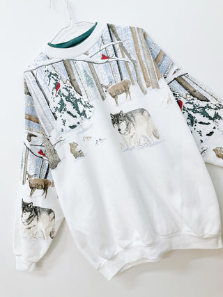 GOAT Vintage Snowy Forest Holiday Sweatshirt    Sweatshirts  - Vintage, Y2K and Upcycled Apparel