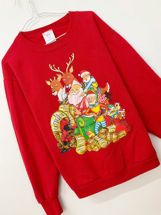 GOAT Vintage Santa & his elves Holiday Sweatshirt    Sweatshirts  - Vintage, Y2K and Upcycled Apparel