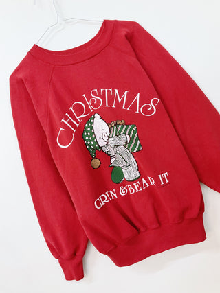 GOAT Vintage Christmas Grin & Bear It Holiday Sweatshirt    Sweatshirts  - Vintage, Y2K and Upcycled Apparel