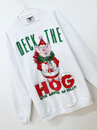 GOAT Vintage Deck The Hogs Holiday Sweatshirt    Sweatshirts  - Vintage, Y2K and Upcycled Apparel