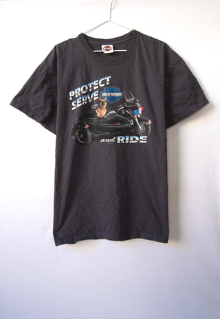 GOAT Vintage Protect, Serve and Ride Harley Tee    T-Shirt  - Vintage, Y2K and Upcycled Apparel